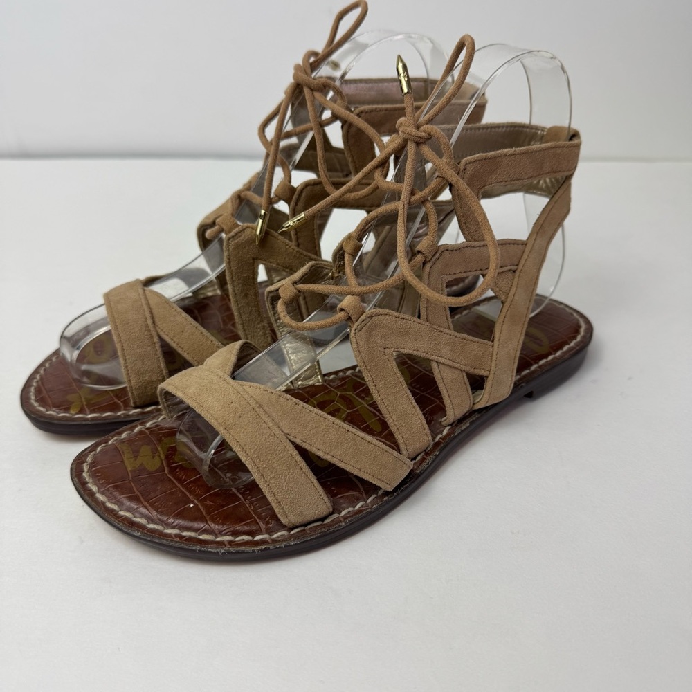 Sam Edelman Gemma Camel Suede Lace up Gladiator Sandals Women’s Size 5 - Picture 2 of 9